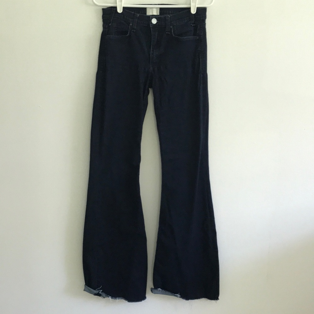 McGuire Denim Flared Raw Hem Blue Jeans